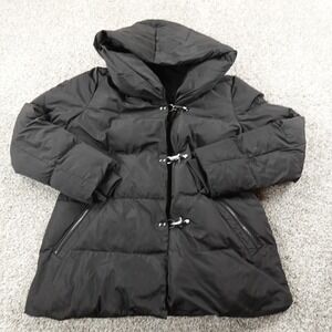 DKNY Jacket Womens L Black Lobster Clasp Zip Heavy Insulated Quilted Puffer Coat
